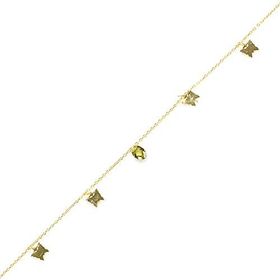 Najm Al Sahra 925 Ayar Gümüş Oval Peridot Taşlı Kelebek Halhal