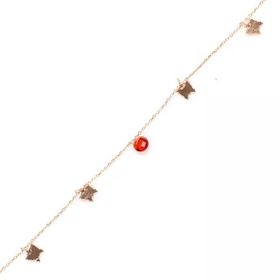 Najm Al Sahra 925 Ayar Gümüş Yuvarlak Garnet Taşlı Kelebek Model Halhal