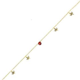 Najm Al Sahra 925 Ayar Gümüş Yuvarlak Garnet Taşlı Yusufçuk Modeli Halhal