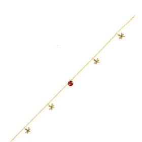 Najm Al Sahra 925 Ayar Gümüş Yuvarlak Garnet Taşlı Yusufçuk Modeli Halhal