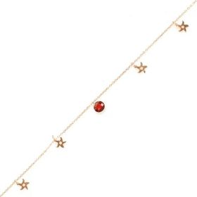 Najm Al Sahra 925 Ayar Rose Gümüş Yuvarlak Garnet Taşlı Deniz Yıldızı Halhal