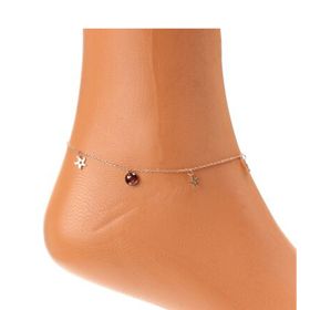 Najm Al Sahra 925 Ayar Rose Gümüş Yuvarlak Garnet Taşlı Deniz Yıldızı Halhal