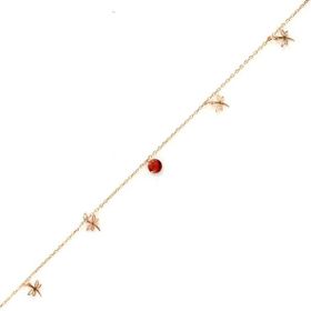 Najm Al Sahra 925 Ayar Rose Gümüş Yuvarlak Garnet Taşlı Yusufçuk Model Halhal