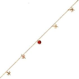 Najm Al Sahra 925 Ayar Rose Gümüş Yuvarlak Garnet Taşlı Yusufçuk Model Halhal