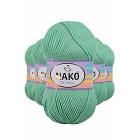 Nako 10001 Elite Baby 5 Adet Siyam Yeşili El Örgü İpi Tüylenmeyen Bebek Yünü