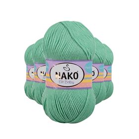 Nako 10001 Elite Baby 5 Adet Siyam Yeşili El Örgü İpi Tüylenmeyen Bebek Yünü