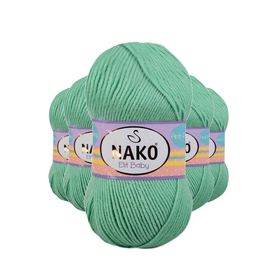 Nako 10001 Elite Baby 5 Adet Siyam Yeşili El Örgü İpi Tüylenmeyen Bebek Yünü