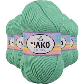 Nako 10001 Elite Baby 5 Adet Siyam Yeşili El Örgü İpi Tüylenmeyen Bebek Yünü