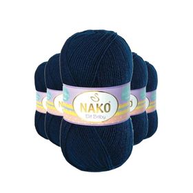 Nako 10094 5 Adet Lacivert Elite Baby El Örgü İpi Tüylenmeyen Bebek Yünü