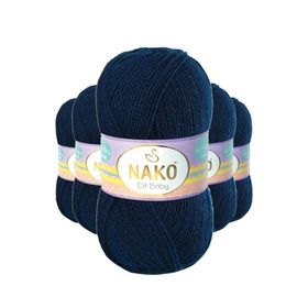 Nako 10094 5 Adet Lacivert Elite Baby El Örgü İpi Tüylenmeyen Bebek Yünü