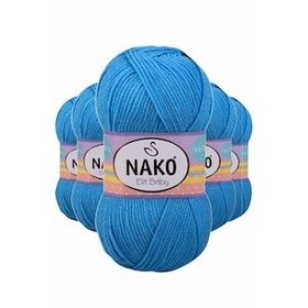 Nako 10119 5 Adet Alaska Mavisi Elite Baby El Örgü İpi Tüylenmeyen Bebek Yünü