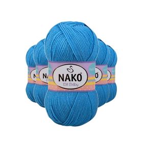 Nako 10119 5 Adet Alaska Mavisi Elite Baby El Örgü İpi Tüylenmeyen Bebek Yünü