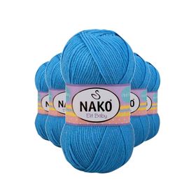 Nako 10119 5 Adet Alaska Mavisi Elite Baby El Örgü İpi Tüylenmeyen Bebek Yünü