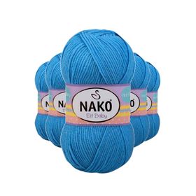 Nako 10119 5 Adet Alaska Mavisi Elite Baby El Örgü İpi Tüylenmeyen Bebek Yünü