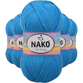 Nako 10119 5 Adet Alaska Mavisi Elite Baby El Örgü İpi Tüylenmeyen Bebek Yünü