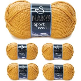 Nako 10129 Hardal 5 Adet Sport Wool Atkı Bere Ceket Yelek Örgü İpi Yünü