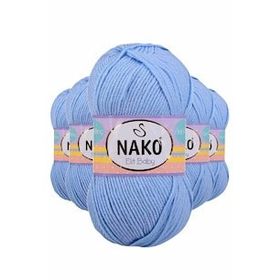 Nako 10305 Elite Baby 5 Adet Mavi El Örgü İpi Tüylenmeyen Bebek Yünü