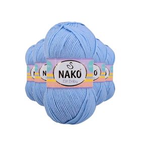 Nako 10305 Elite Baby 5 Adet Mavi El Örgü İpi Tüylenmeyen Bebek Yünü