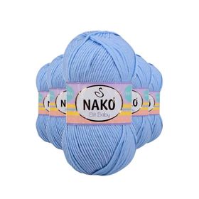 Nako 10305 Elite Baby 5 Adet Mavi El Örgü İpi Tüylenmeyen Bebek Yünü