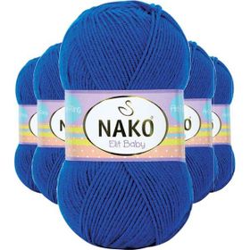 Nako 10346 Elite Baby 5 Adet Saks Mavi El Örgü İpi Tüylenmeyen Bebek Yünü
