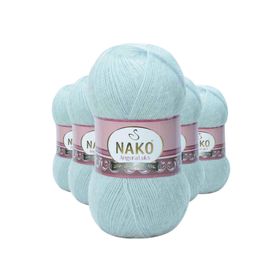 Nako 10471 Saraylı Mint 5 Adet Angora Lüks El Örgü İpi
