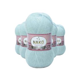 Nako 10471 Saraylı Mint 5 Adet Angora Lüks El Örgü İpi