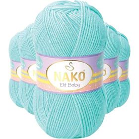 Nako 10535 5 Adet Açık Turkuaz Elite Baby El Örgü İpi Tüylenmeyen Bebek Yünü
