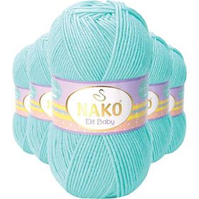 Nako 10535 5 Adet Açık Turkuaz Elite Baby El Örgü İpi Tüylenmeyen Bebek Yünü
