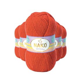 Nako 10701 Elite Baby 5 Adet Mercan Taşı Tüylenmeyen Bebek Yünü El Örgü İpi