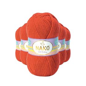 Nako 10701 Elite Baby 5 Adet Mercan Taşı Tüylenmeyen Bebek Yünü El Örgü İpi
