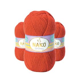 Nako 10701 Mercan Taşı 3 Adet Elite Baby Tüylenmeyen Bebek El Örgü İpi Yünü