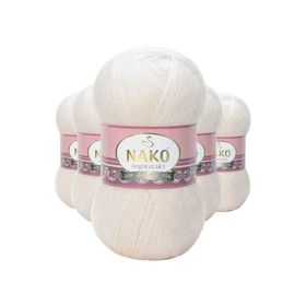 Nako 11499 Angora 5 Adet Kemik Lüks El Örgü İpi