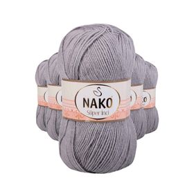 Nako 11538 5 Adet 100 gr Gri Süper İnci El Örgü İpi
