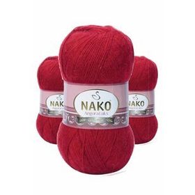 Nako 1175 3 Adet Angora Lüks Koyu Kırmızı El Örgü İpi