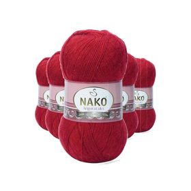 Nako 1175 Koyu Kırmızı 5 Adet Angora Lüks El Örgü İpi