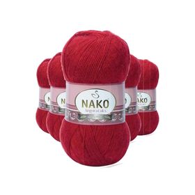 Nako 1175 Koyu Kırmızı 5 Adet Angora Lüks El Örgü İpi