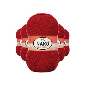 Nako 1175 Süper İnci 5 Adet 100 gr Koyu Kırmızı El Örgü İpi