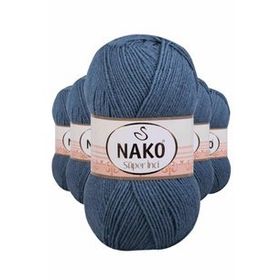 Nako 185 5 Adet 100 gr Fırtına Mavi Süper İnci El Örgü İpi