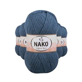 Nako 185 5 Adet 100 gr Fırtına Mavi Süper İnci El Örgü İpi