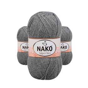 Nako 194 Gri Melanj Süper İnci 3 Adet 100 gr El Örgü İpi