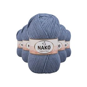 Nako 1986 Süper İnci 5 Adet 100 gr Kot Mavi El Örgü İpi