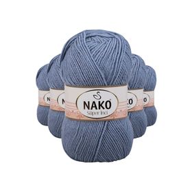 Nako 1986 Süper İnci 5 Adet 100 gr Kot Mavi El Örgü İpi