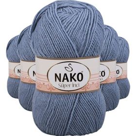 Nako 1986 Süper İnci 5 Adet 100 gr Kot Mavi El Örgü İpi