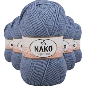 Nako 1986 Süper İnci 5 Adet 100 gr Kot Mavi El Örgü İpi