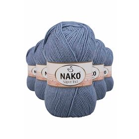 Nako 1986 Süper İnci 5 Adet 100 gr Kot Mavi El Örgü İpi