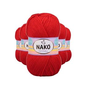 Nako 207 5 Adet Alev Kırmızı Elite Baby El Örgü İpi Tüylenmeyen Bebek Yünü