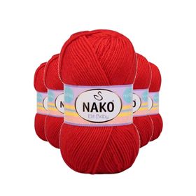 Nako 207 5 Adet Alev Kırmızı Elite Baby El Örgü İpi Tüylenmeyen Bebek Yünü