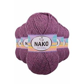 Nako 21352 5 Adet Pembe Gri Elite Baby El Örgü İpi Tüylenmeyen Bebek Yünü