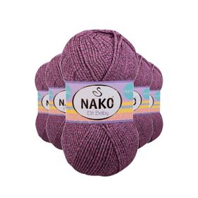 Nako 21352 5 Adet Pembe Gri Elite Baby El Örgü İpi Tüylenmeyen Bebek Yünü