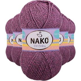 Nako 21352 5 Adet Pembe Gri Elite Baby El Örgü İpi Tüylenmeyen Bebek Yünü